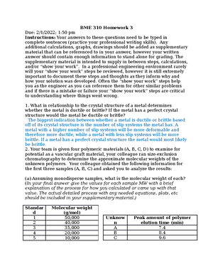 BME310 Homework 2 - Homework Assignment 2 – Due 1/25/ BME 310 Part A ...