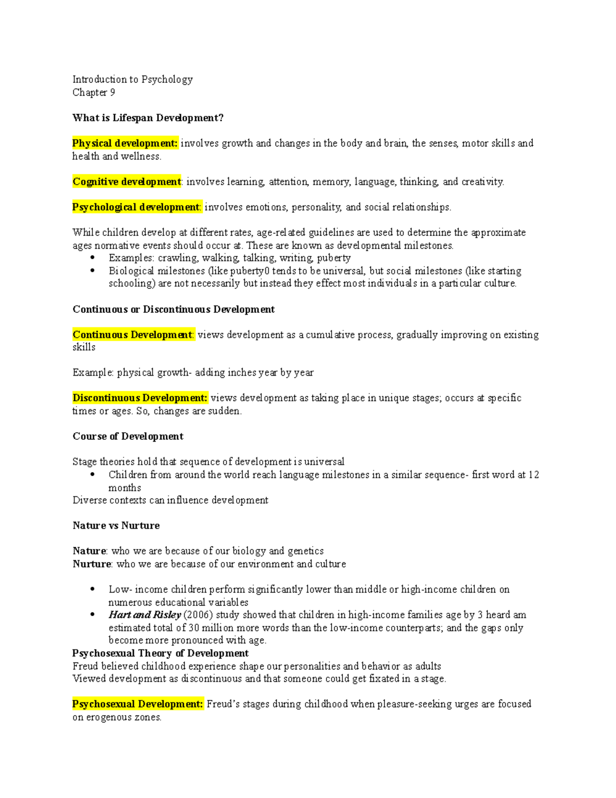Introduction to Psychology - Chapter 9: Lifespan Development Insights ...
