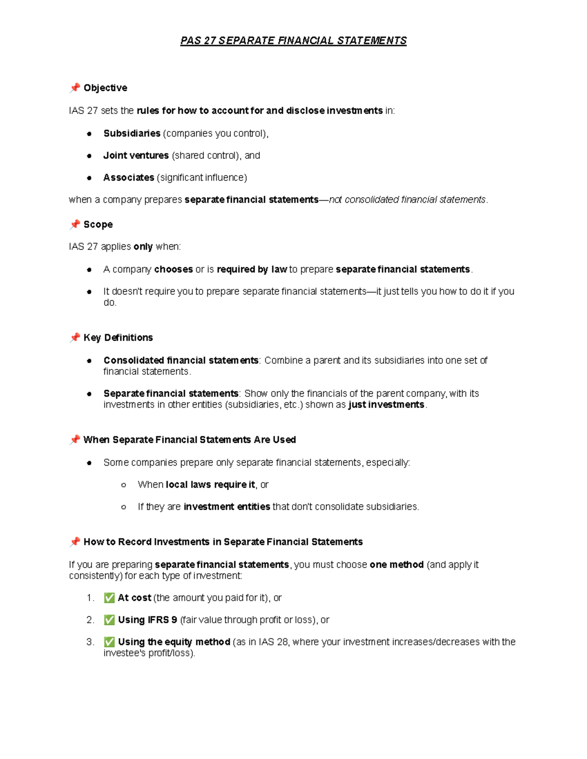 PAS 27 - Separate Financial Statements: Key Concepts and Guidelines ...