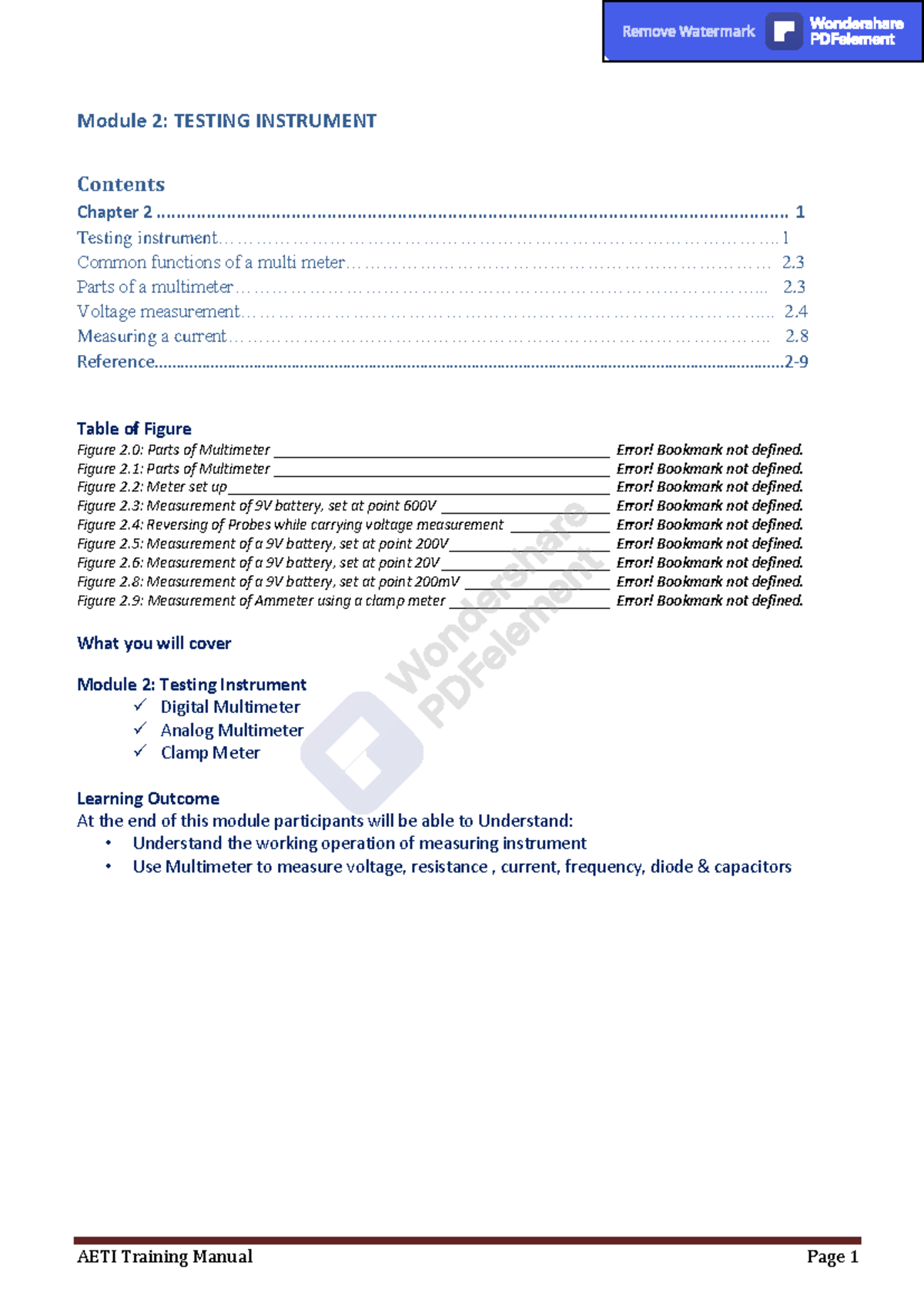 Module 2: Testing Instruments - Digital Multimeter Guide - Studocu