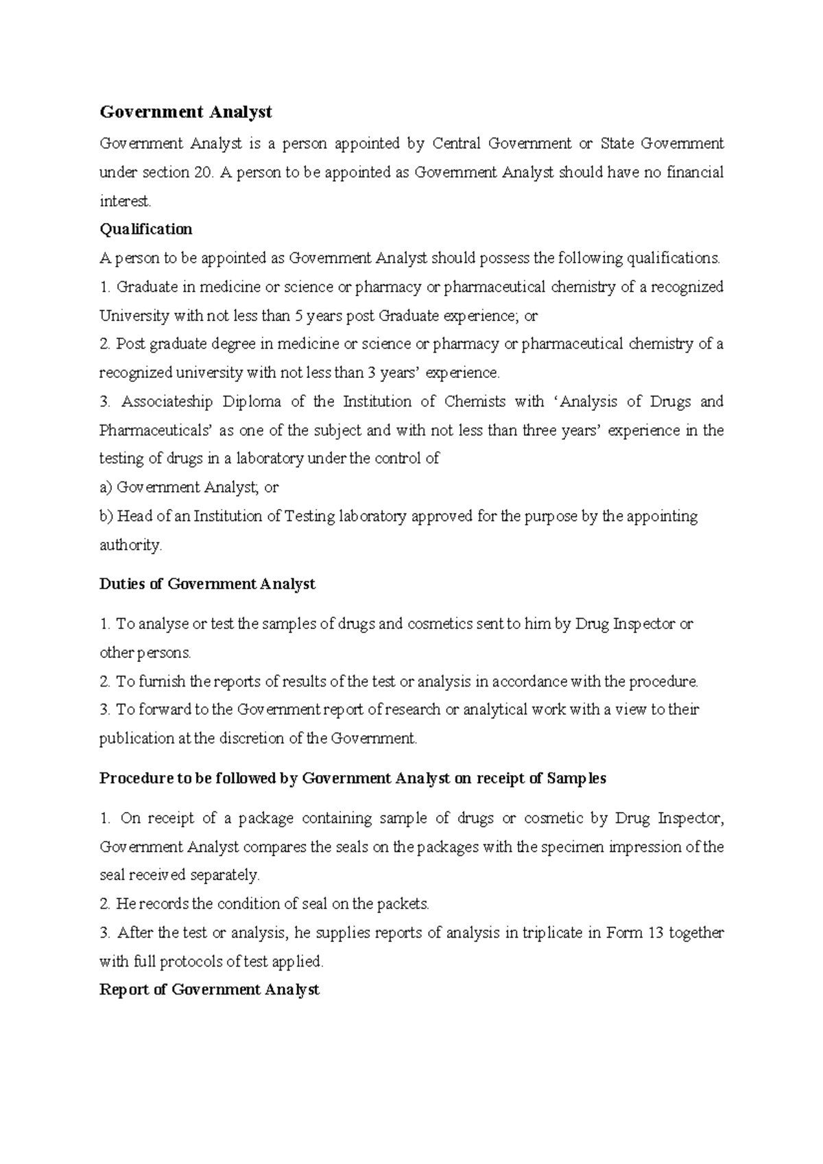 Pharmaceutical Jurisprudence Notes on Drug Inspector & Govt Analyst ...