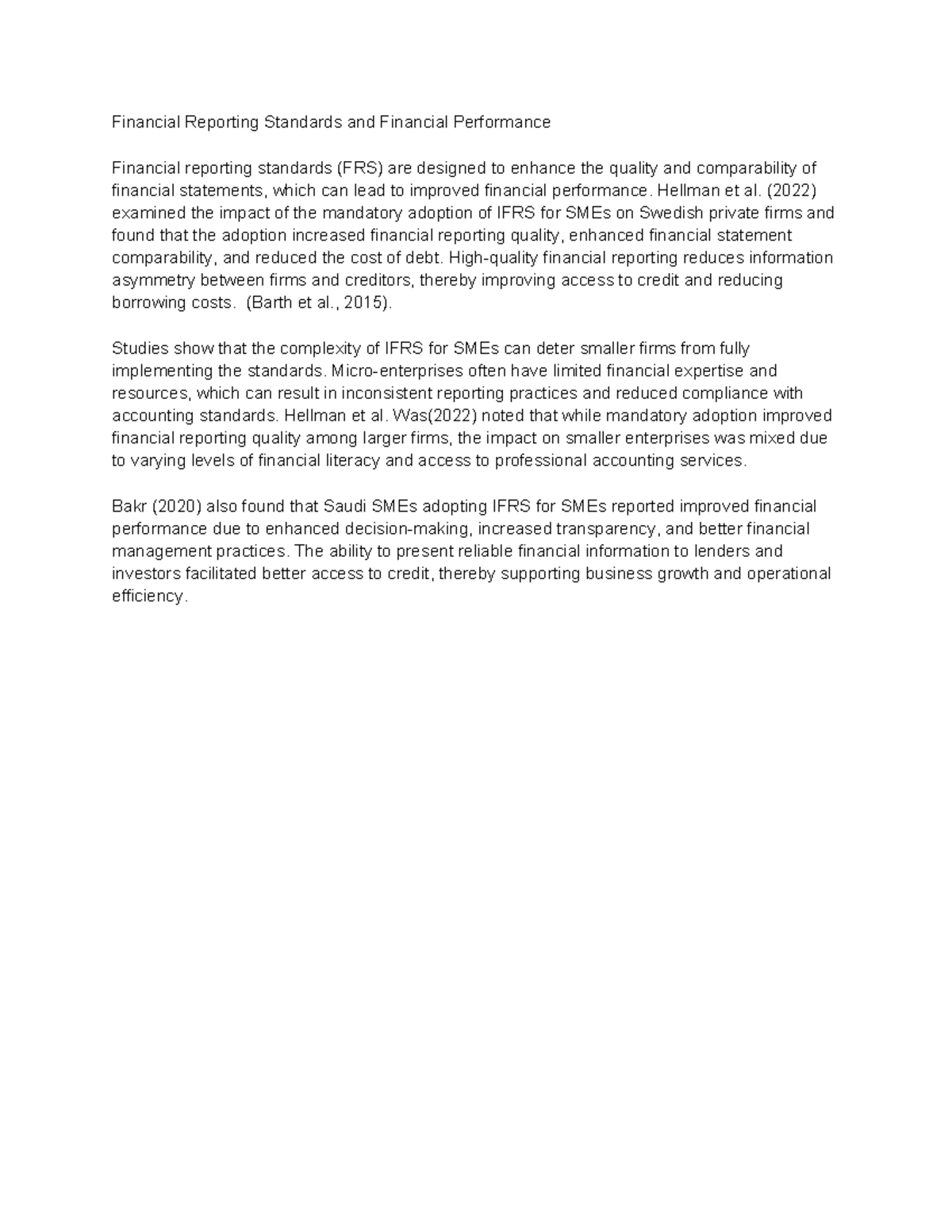 RRL - Impact of IFRS Adoption on Financial Performance Insights - Studocu