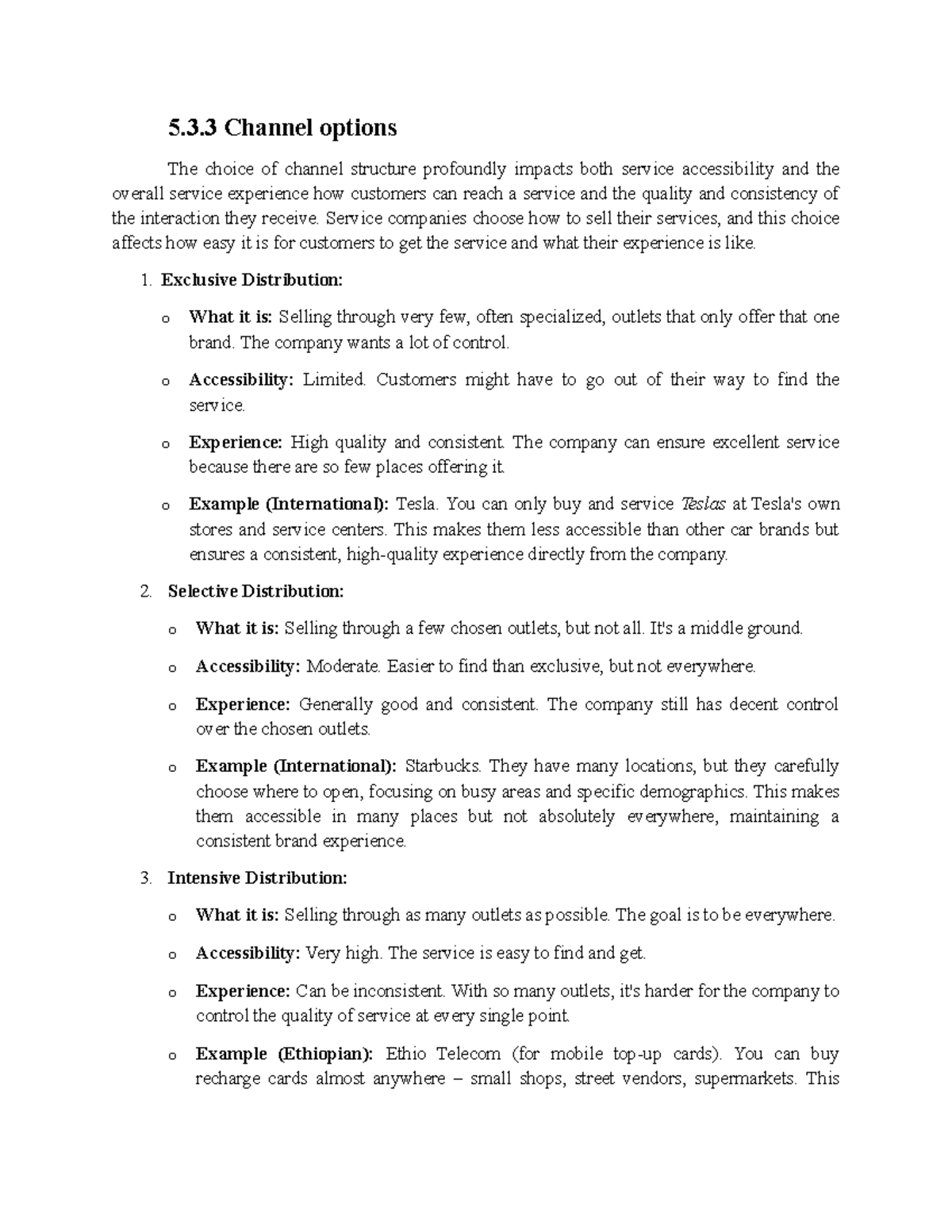 5.3.3 Channel Options & Multichannel Systems in Service Marketing - Studocu