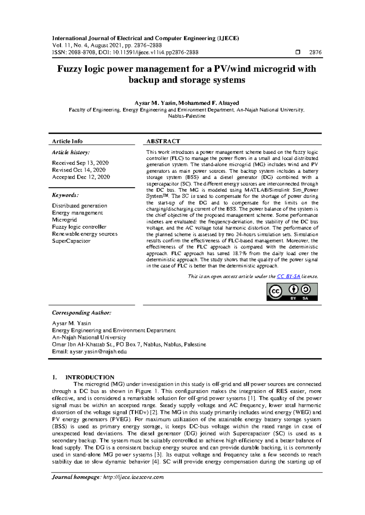 Fuzzy logic power management for a PV wi - International Journal of ...