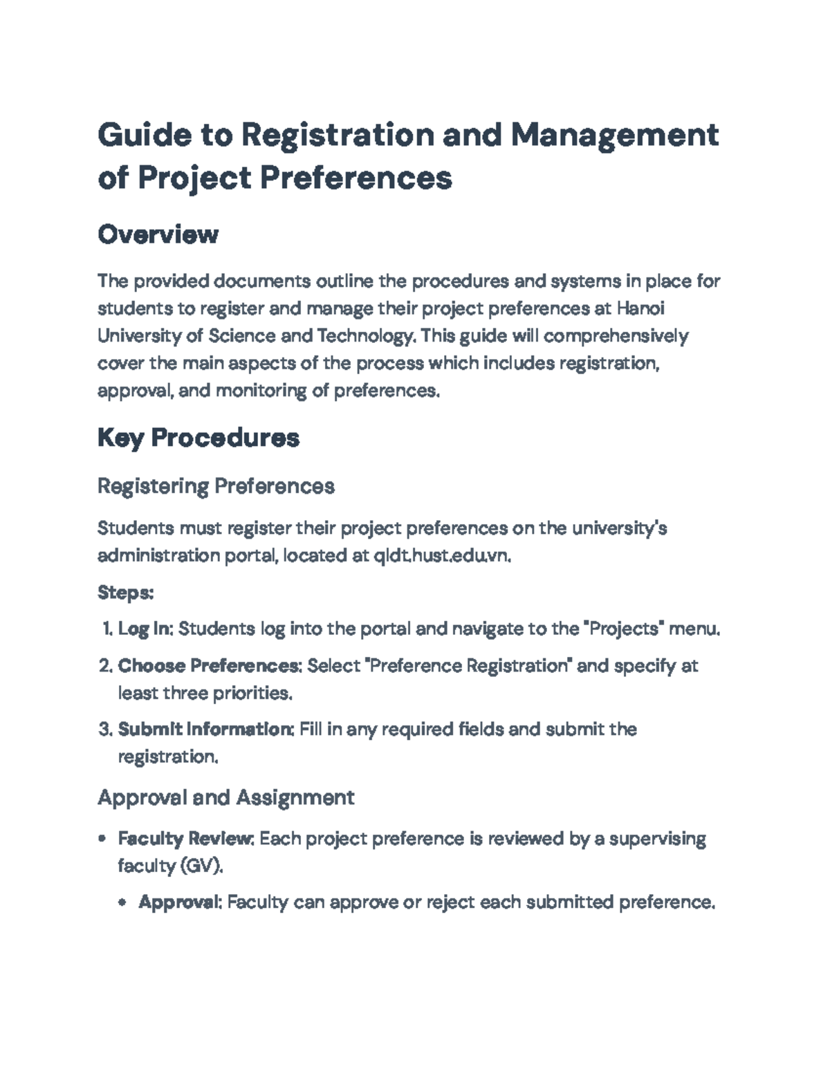 Guide to Project Preference Registration at HUST: Procedures & Tips ...