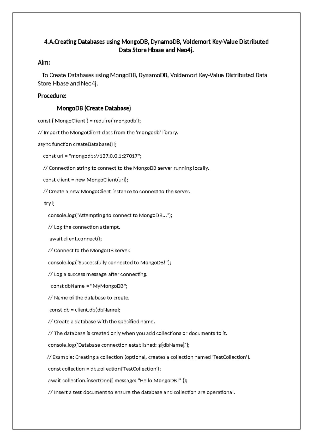 creating database using mongodb - 4.A Databases using MongoDB, DynamoDB ...