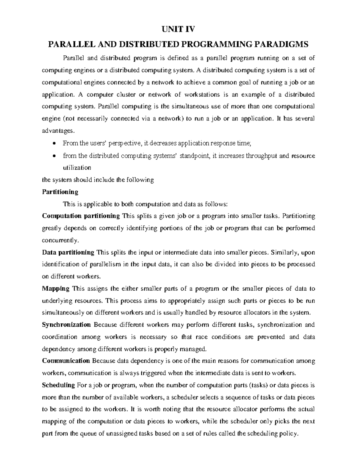 1584598081 - Teaching notes - UNIT IV PARALLEL AND DISTRIBUTED ...
