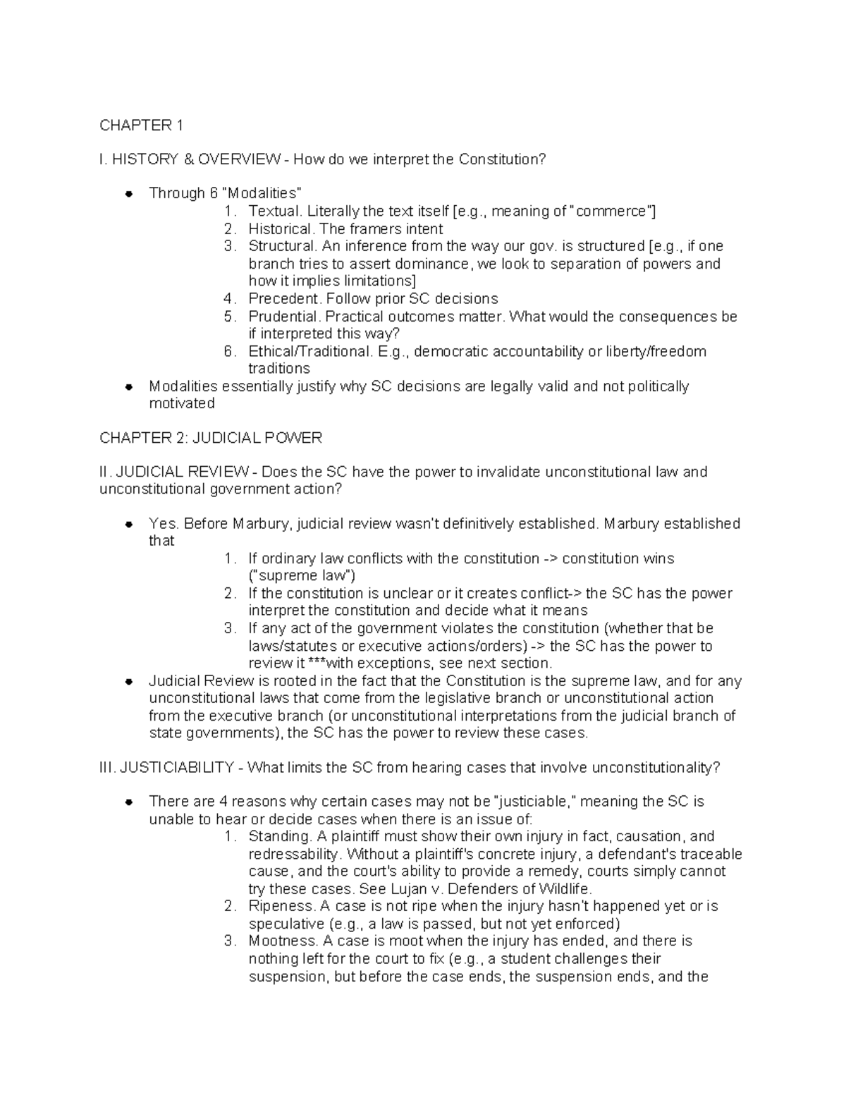 Constitutional Law Mini Outline: Chapters 1 & 2 Overview - Studocu