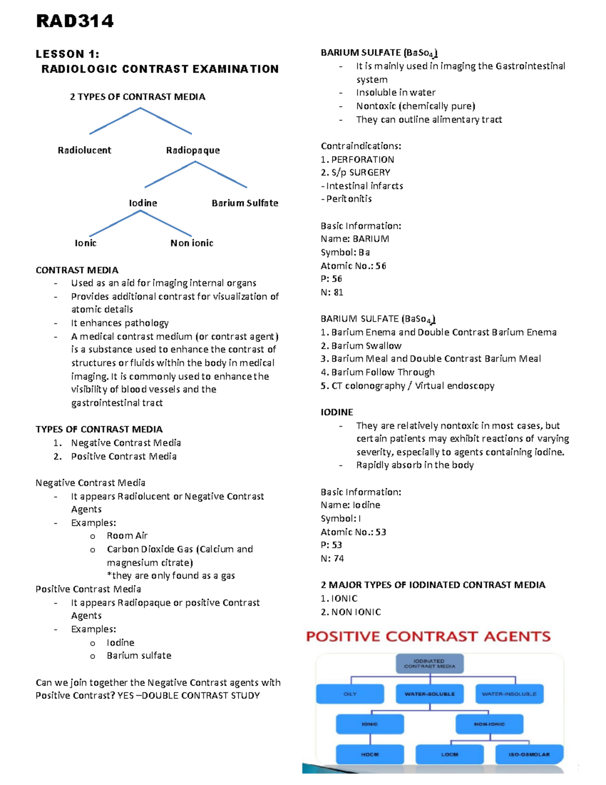 RAD314 - Prelim Review: Radiologic Contrast Examinations & Anatomy - Document Preview