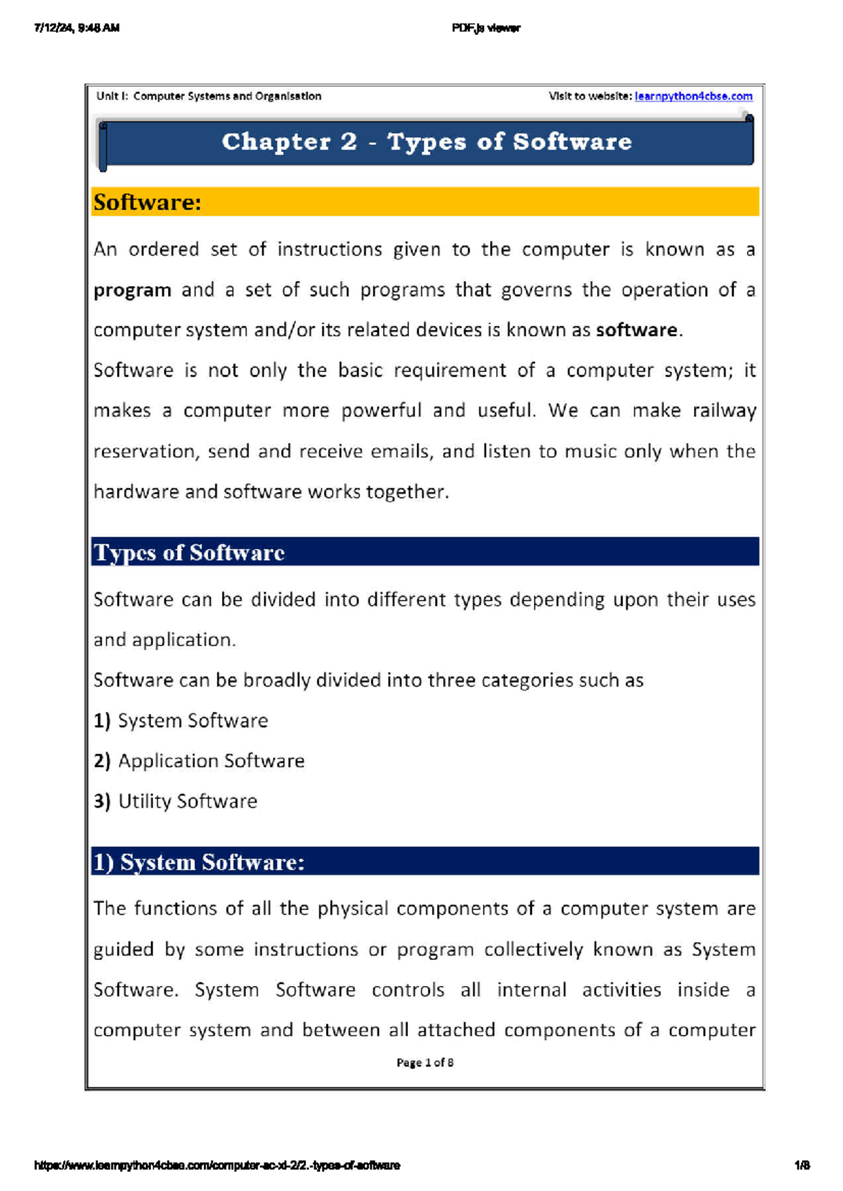 2. Types of Software - Introduction to Operating System - 9:48 AM PDF ...