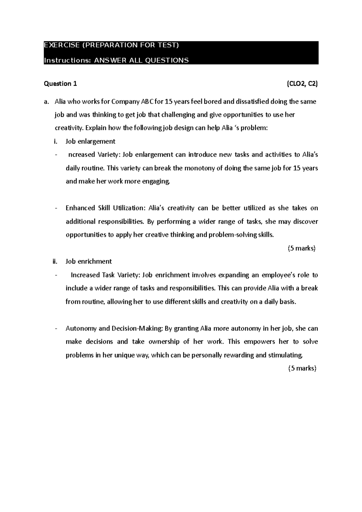 Exercise FOR TEST1 - Pom - EXERCISE (PREPARATION FOR TEST) Instructions ...