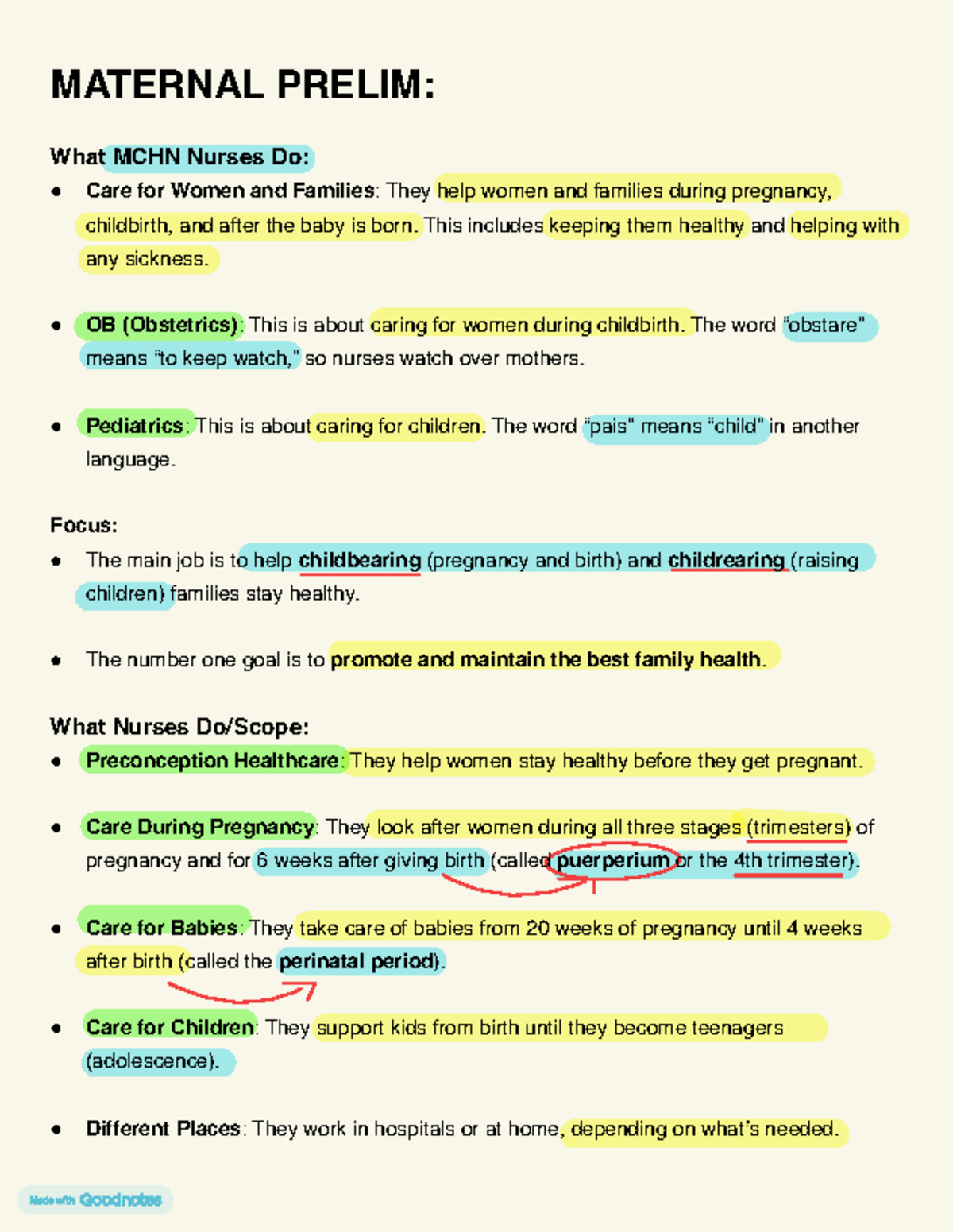 MCHN 101: Overview of Maternal and Child Health Nursing Roles - Studocu