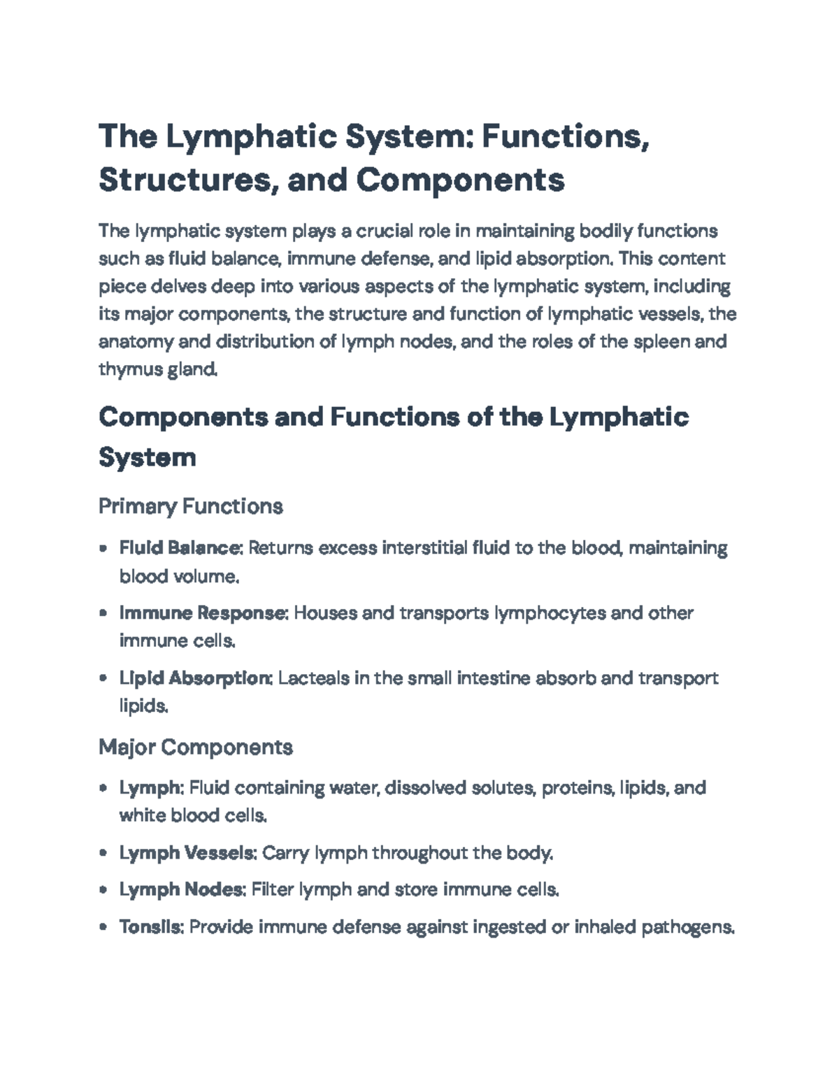 The Lymphatic System: Functions, Structures, and Components Analysis ...