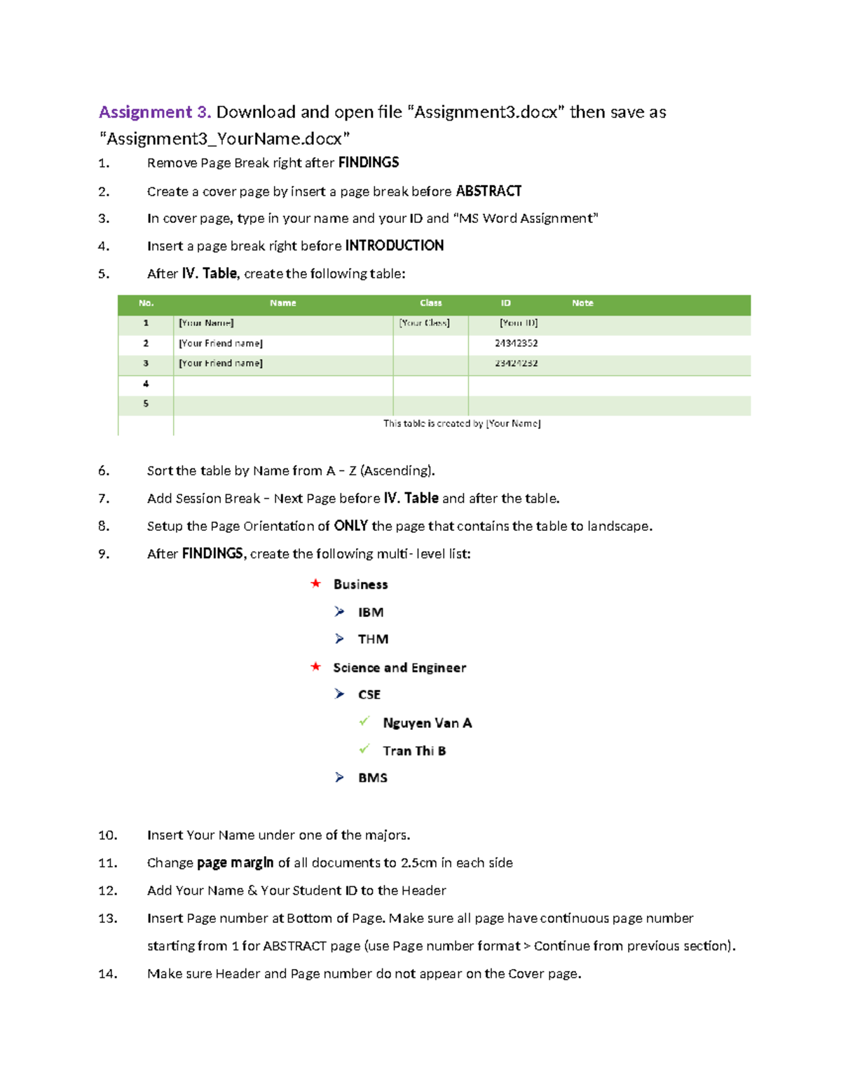 Assignment 3: Word Formatting Guidelines for Practice 03 - Studocu
