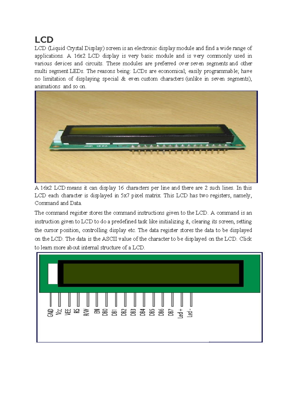 LCD Basics and Applications: 16x2 Display Module Explained - Studocu