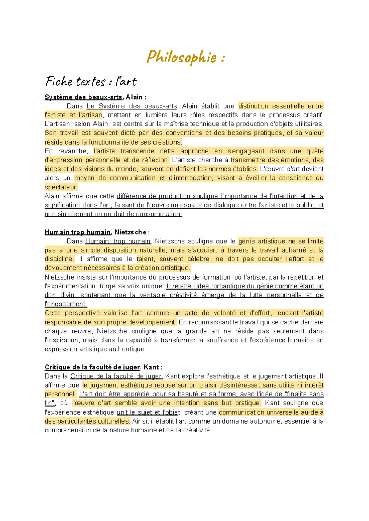 Philo 101 - Fiche de révision sur les Auteurs et Thèmes Philosophique ...