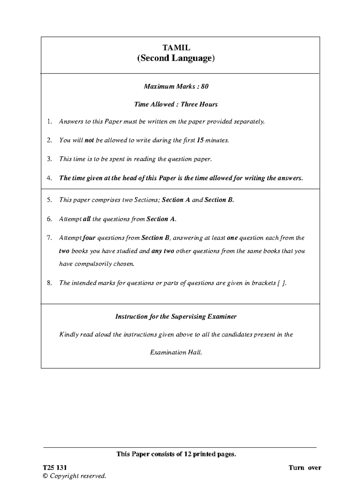 ICSE Class 10 Tamil (Second Language) Question Paper 2025 - Studocu