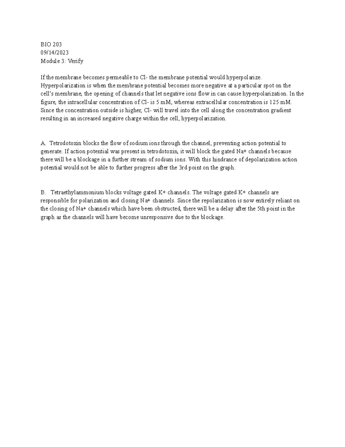 BIO 203 Module 3: Membrane Potential and Hyperpolarization Analysis ...