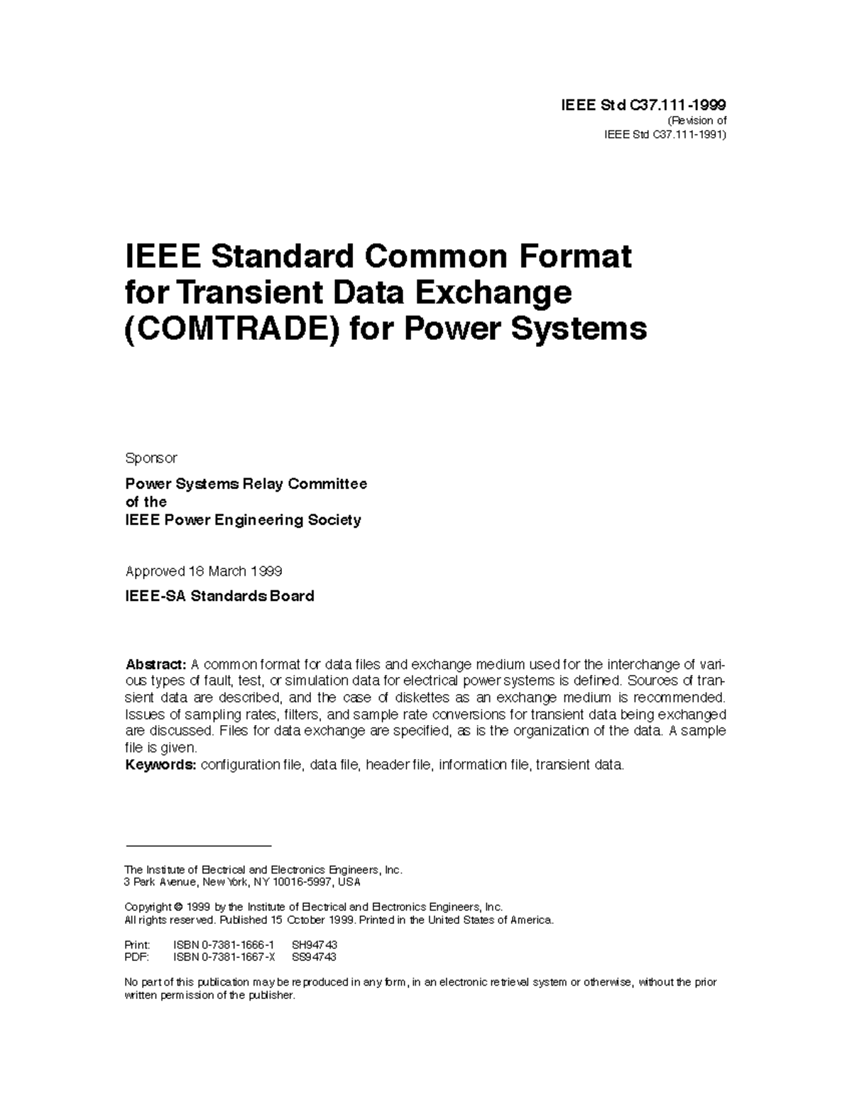 COMTRADE Standard Revision for Transient Data Exchange (1999) - Studocu