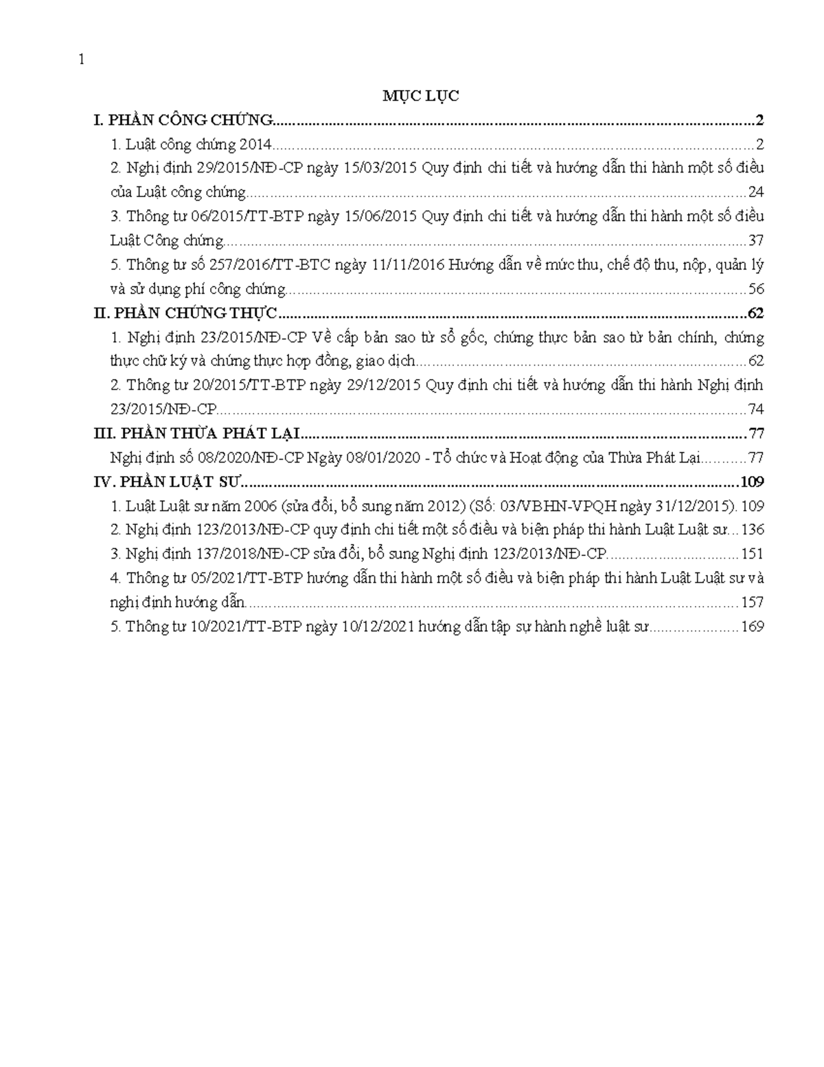 VBHD CC-LS-TPL - Bản sao VBHD CC-LS-TPL - MỤC LỤC I. PHẦN CÔNG - Studocu