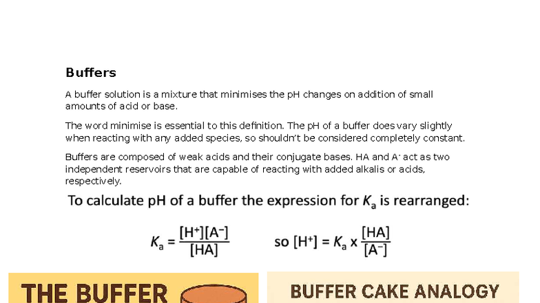 Buffers - Buffers A buffer solution is a mixture that minimises the pH ...