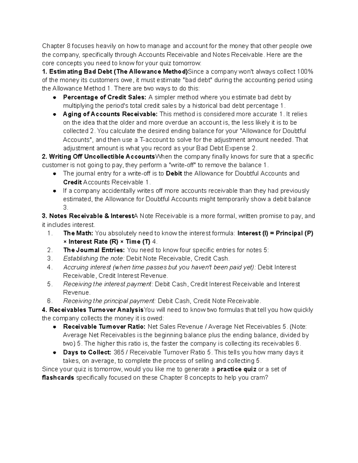 ACC 101: Chapter 8 - Managing Accounts Receivable & Bad Debt - Studocu