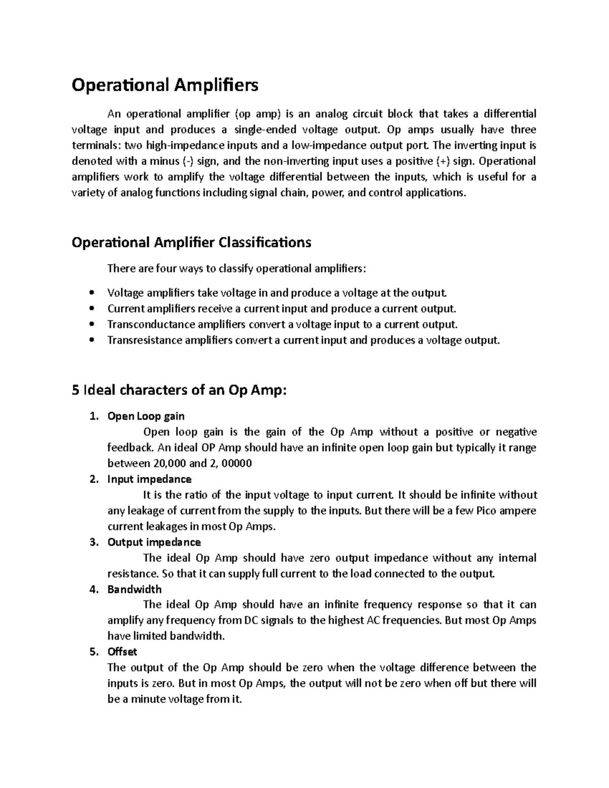Operational Amplifiers Descriptions - Operational Amplifiers An ...
