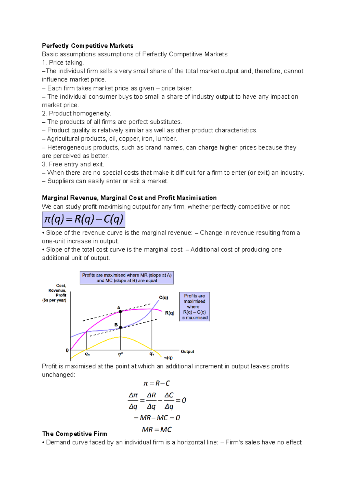 UNIT 6 MICROECONOMICS: Understanding Perfectly Competitive Markets ...