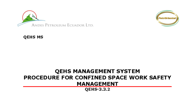 QEHS 3.3.2 Procedimiento de Seguridad para Espacios Confinados - Studocu