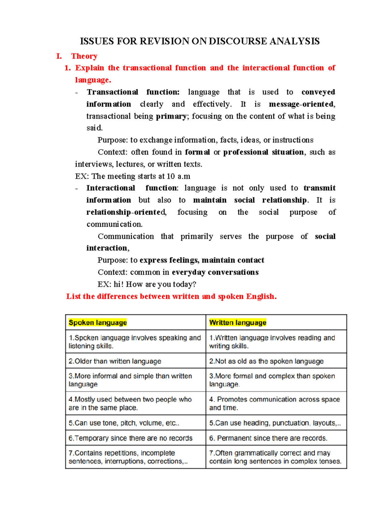 (4-25) Course-END Revision: Key Concepts in Discourse Analysis - Studocu