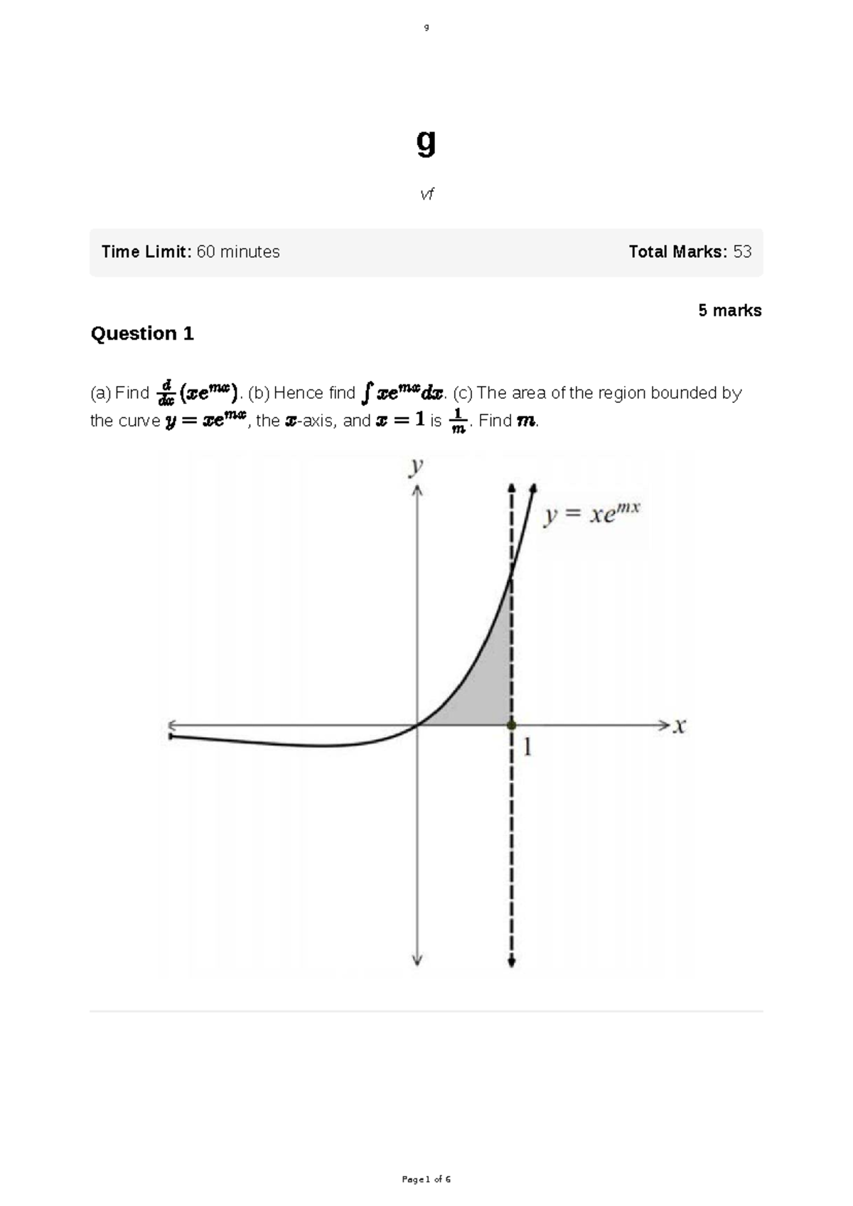 G - Questions for Calculus Exam (60 min, 53 Marks) - Studocu