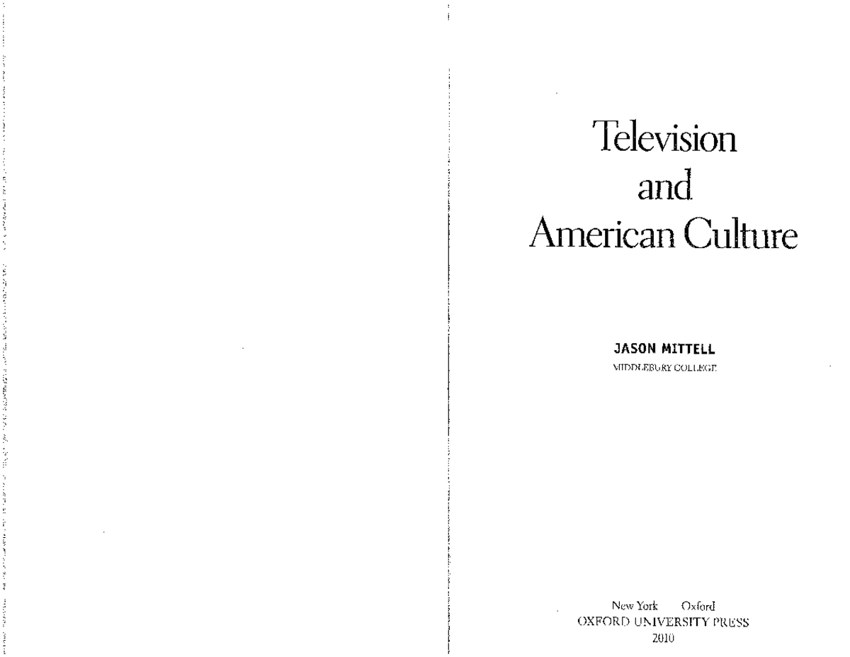 Television Meanings and American Culture: Insights from JASON MITTELL's ...