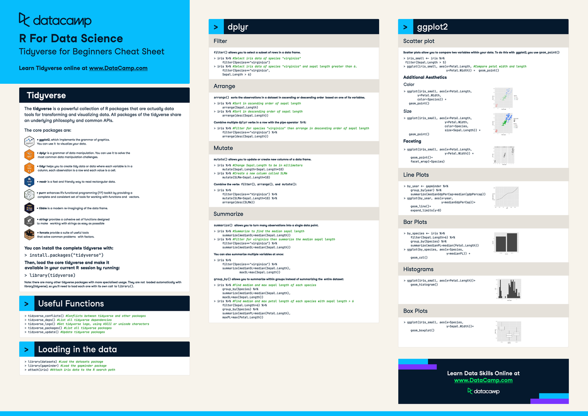 Tidyverse Cheat Sheet for R Programming (Course Code: Tidyverse ...
