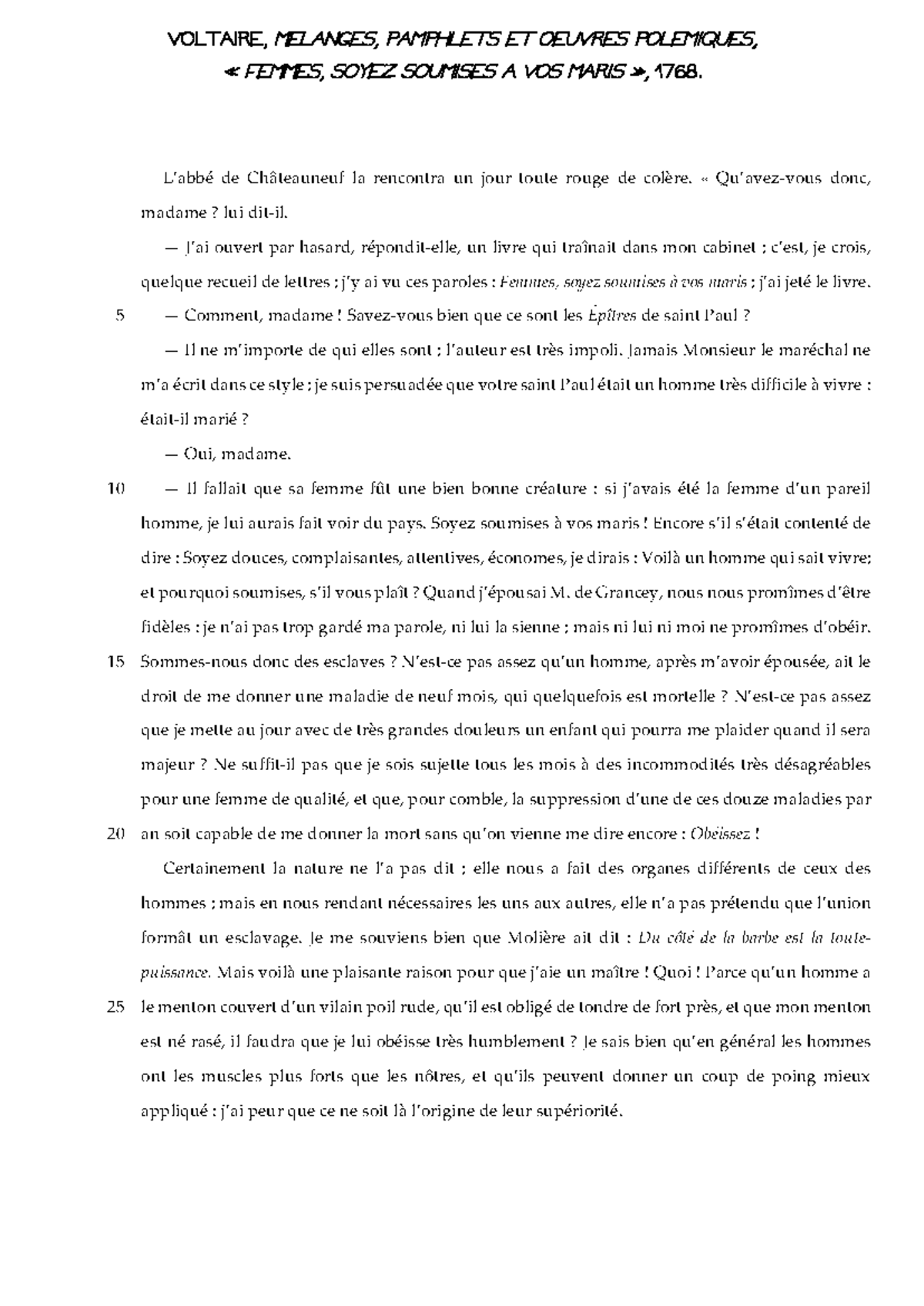 Femmes Soyez Soumises à Vos Maris Voltaire www.studocu.com
