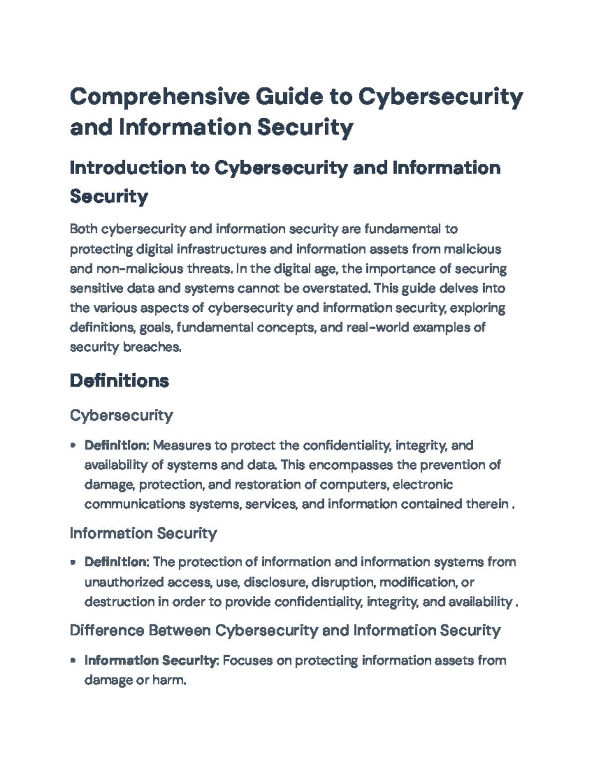 Comprehensive Guide to Cybersecurity & Info Security (CS101 ...