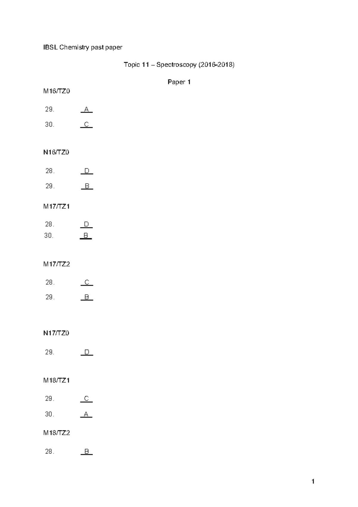 Topic 11 (2016-2018 ) MS - 1 IBSL Chemistry past paper Topic 11 ...
