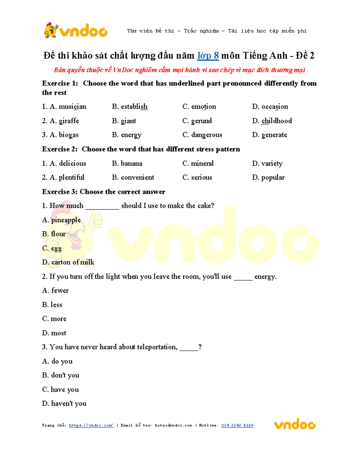 De thi khao sat chat luong dau nam lop 8 mon tieng anh de 2 - Đề thi ...
