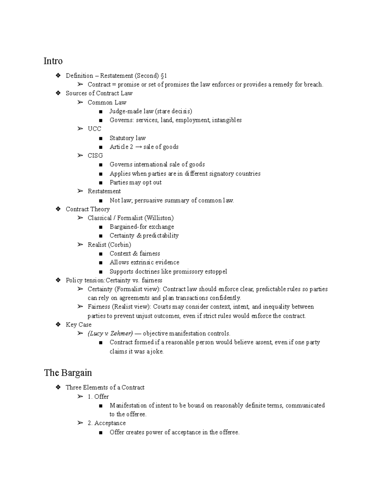 Contracts Attack Outline 2026: Key Principles and Case Law - Studocu