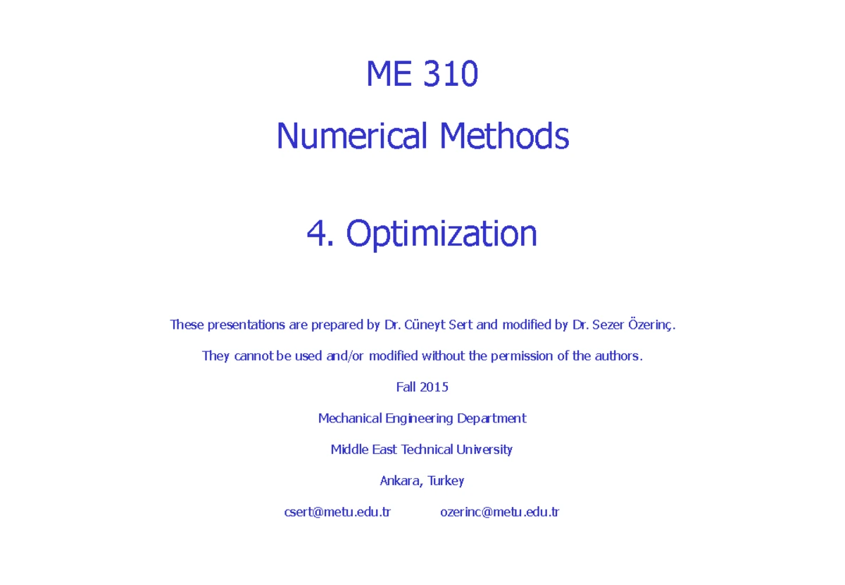 ME 310 Lecture Notes: Interpolation in Numerical Methods - Studocu