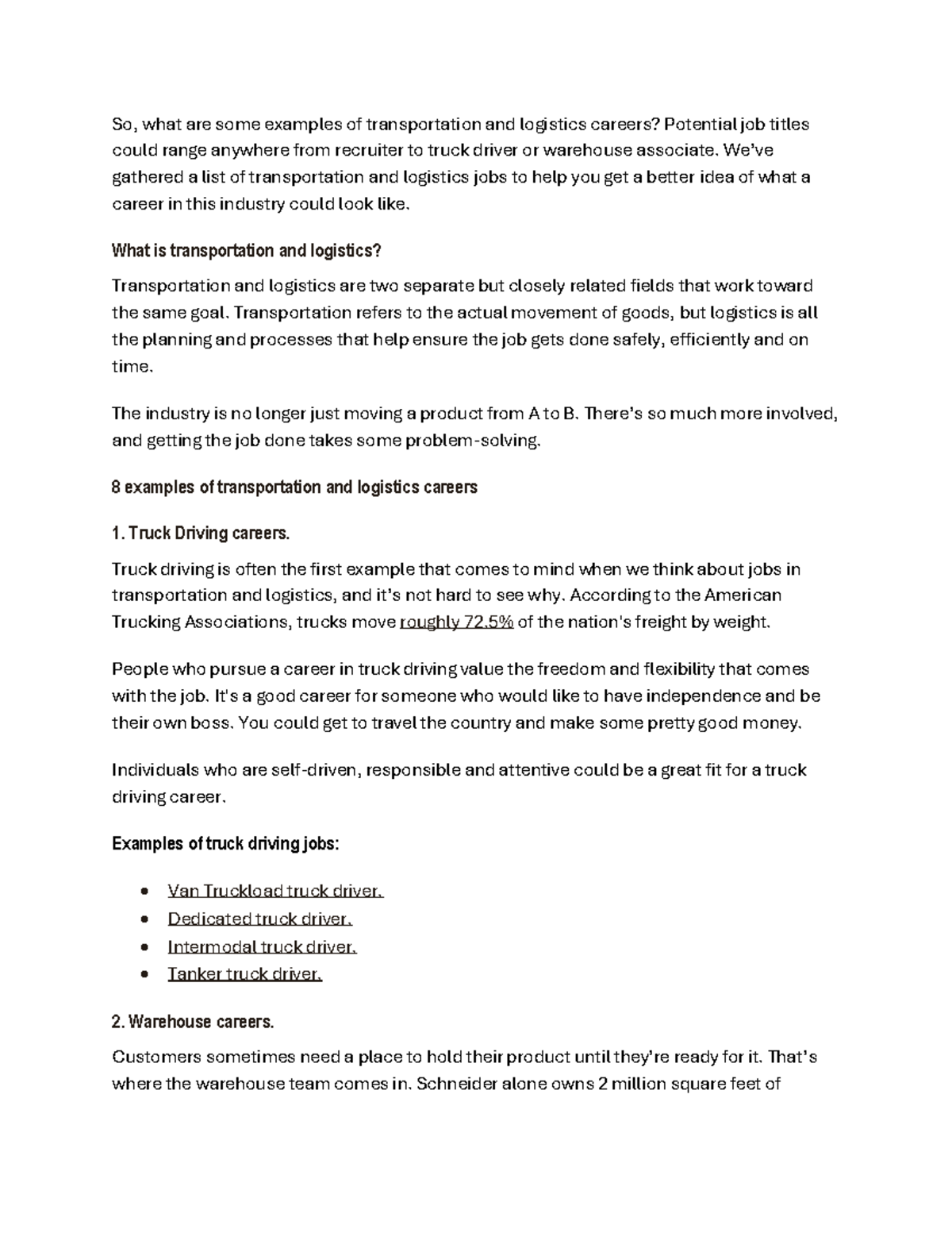 Transportation & Logistics Careers Overview: Examples & Insights - Studocu