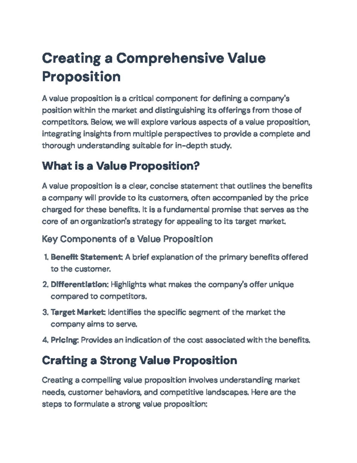 Comprehensive Guide to Crafting a Value Proposition (BUS101) - Creating ...