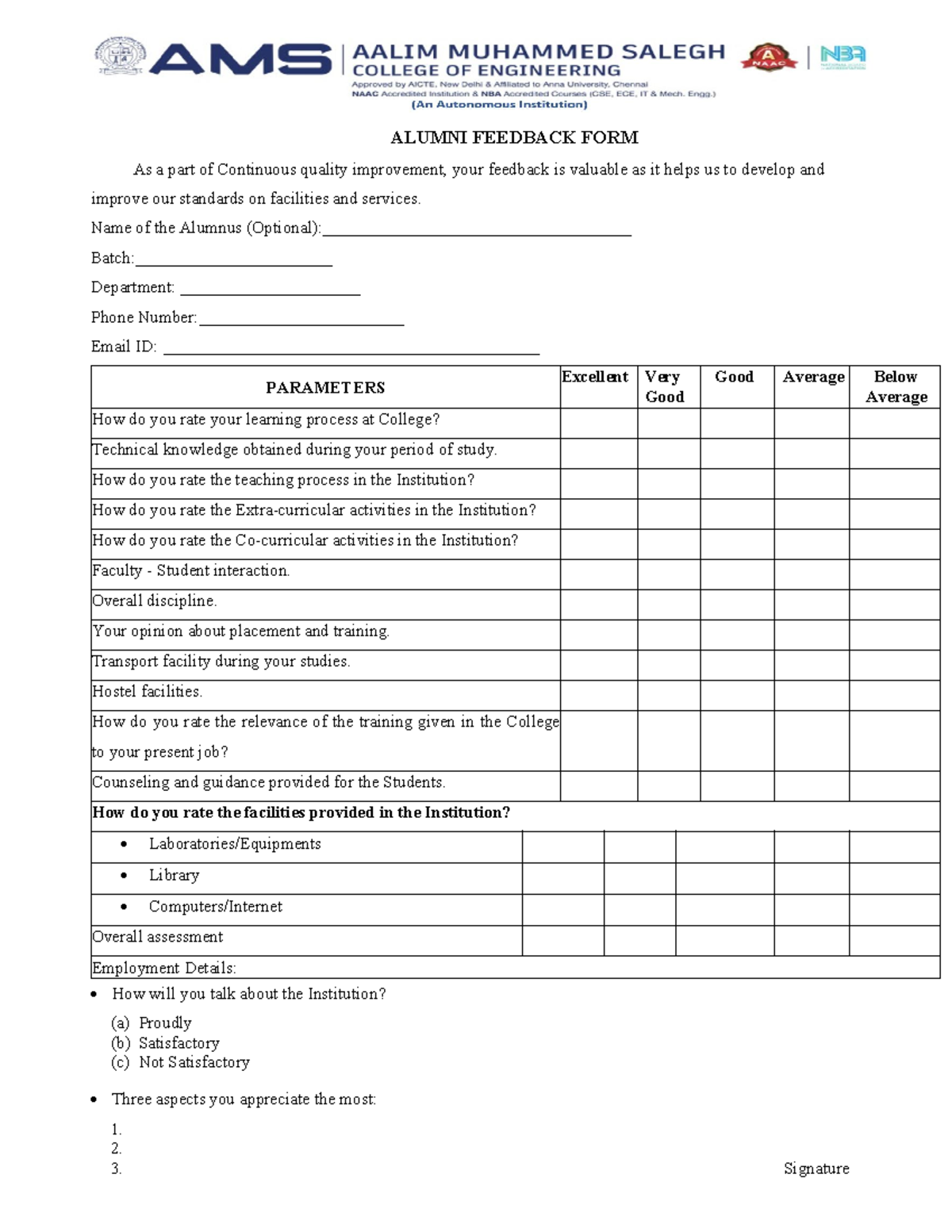 22nd Grad Day Alumni Feedback Form - Studocu