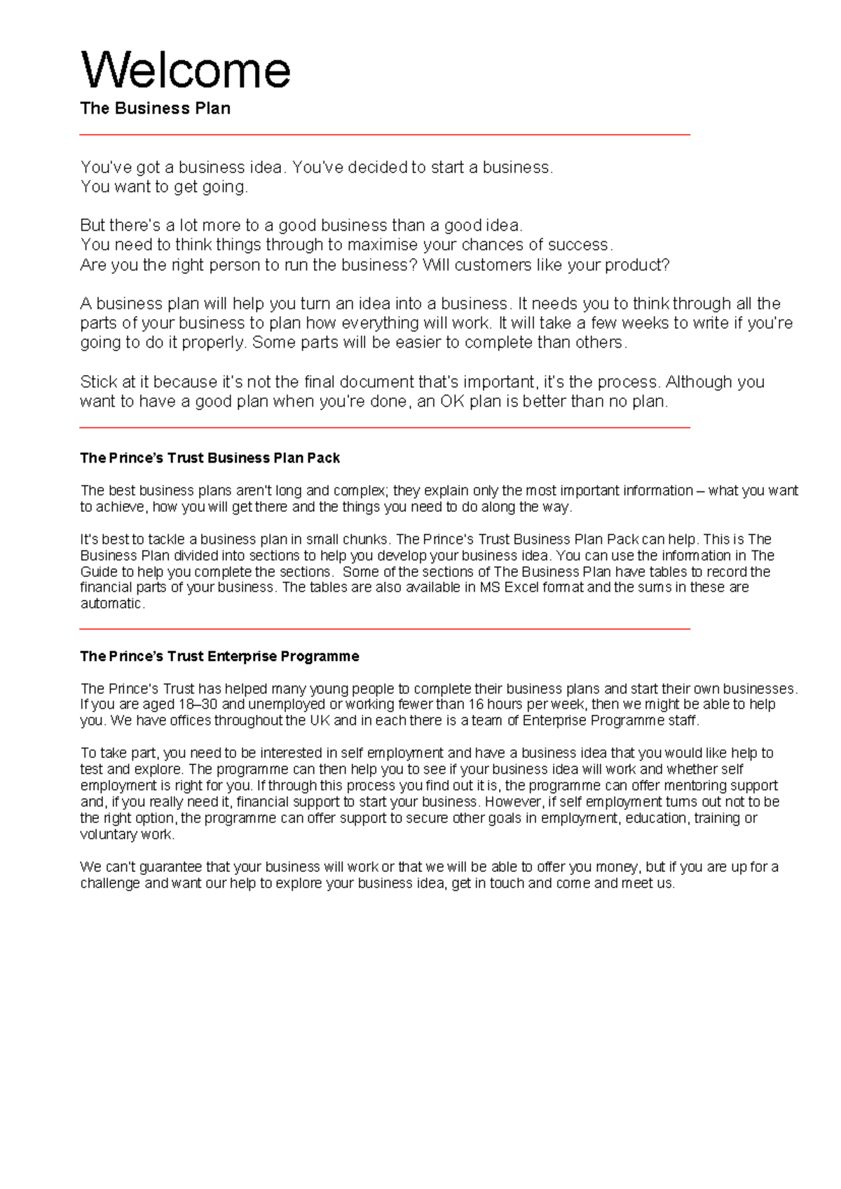 BP Electronic Business Plan Workbook Final - Welcome The Business Plan ...