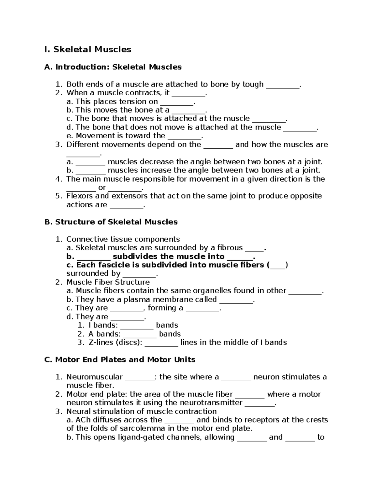 Skeletal Muscle Notes: Structure, Function, and Contraction Mechanisms ...
