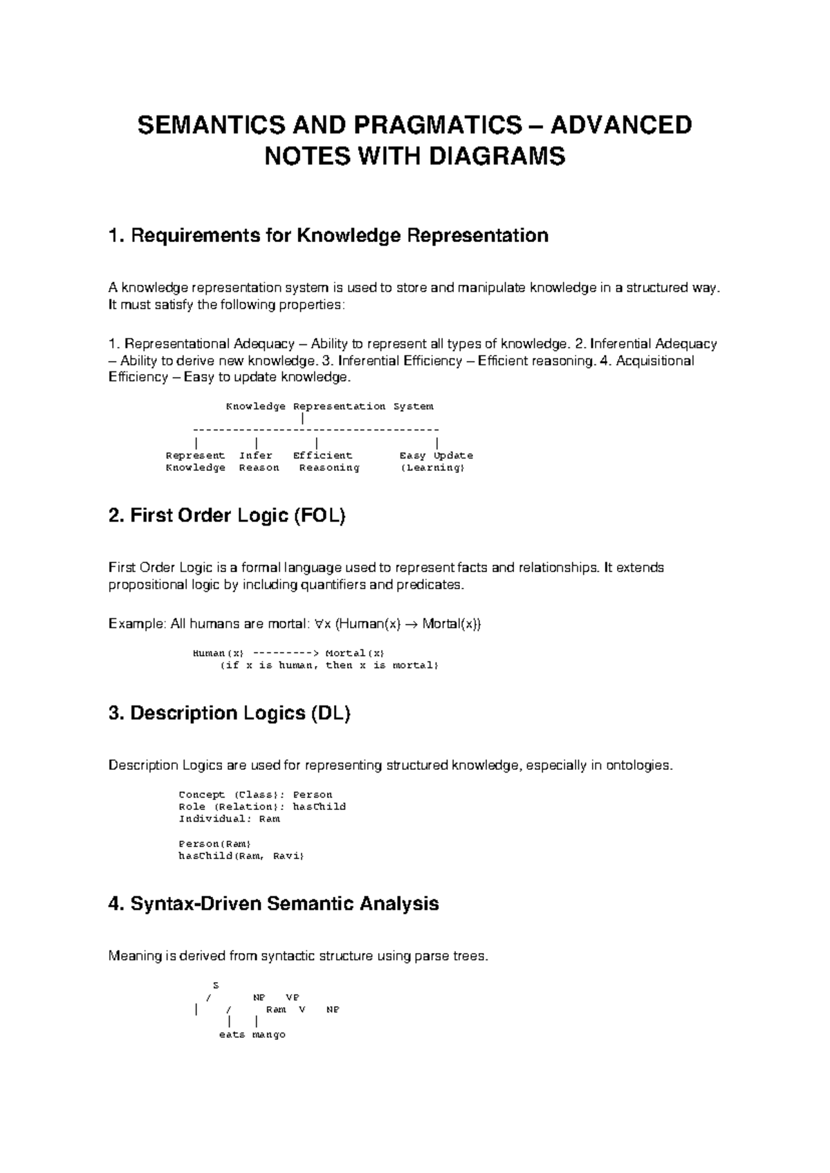 SEMANTICS & PRAGMATICS ADVANCED NOTES (WITH DIAGRAMS) - Studocu