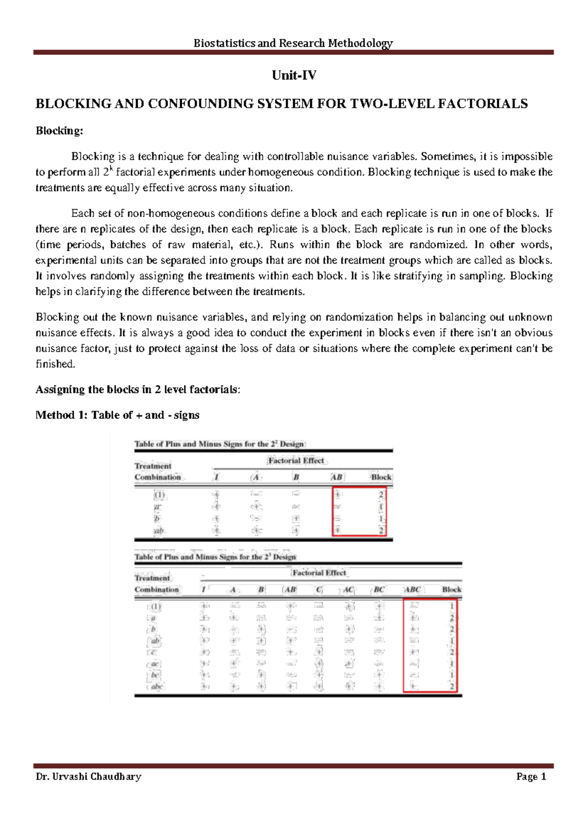 Biostatistics and Research Methodology: Blocking, Confounding, and ...