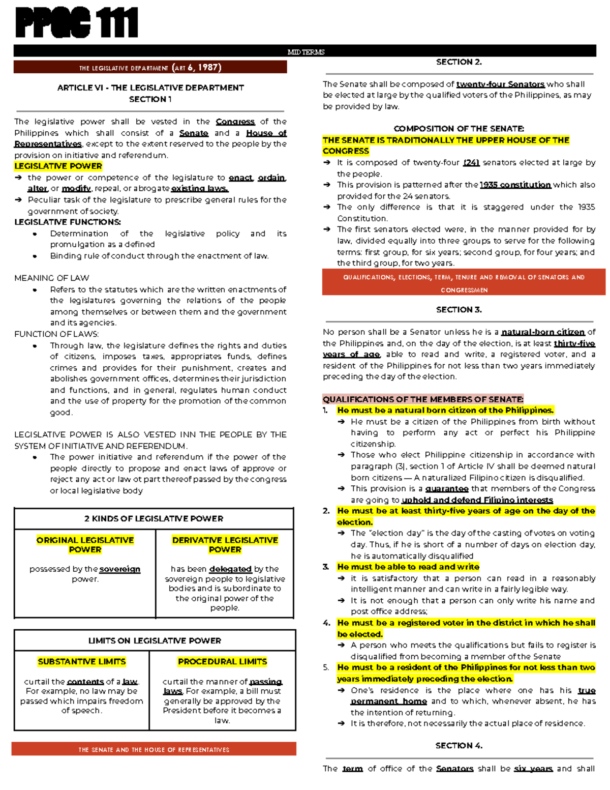 PPGC Midterms - PPGC midterm notes - PPGC 111 MIDTERMS ARTICLE VI - THE ...