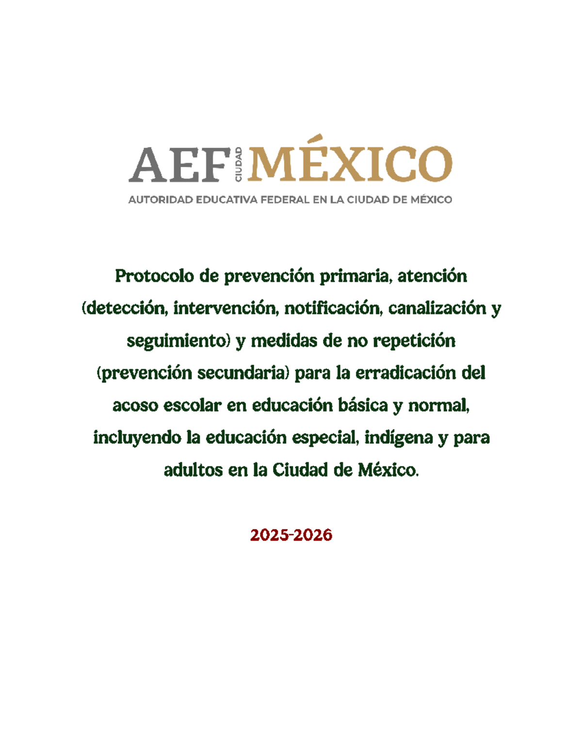 Protocolo para la Erradicación del Acoso Escolar en Educación Básica ...