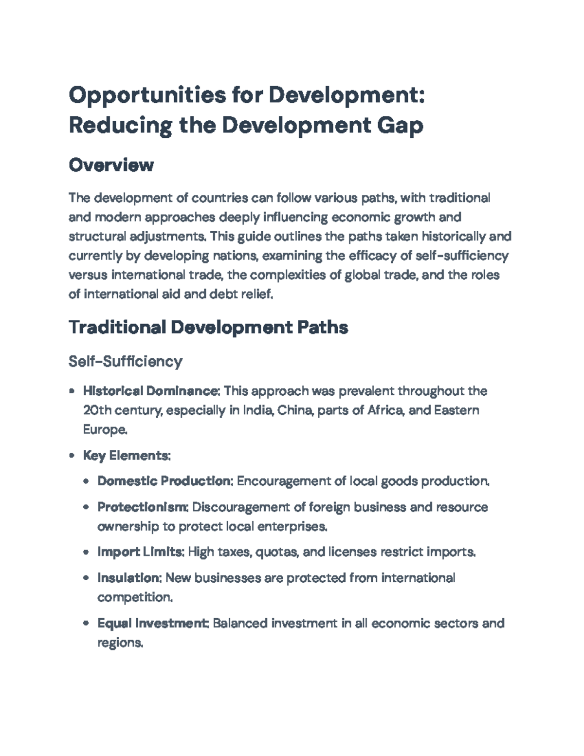 Opportunities for Development: Reducing the Development Gap Guide ...