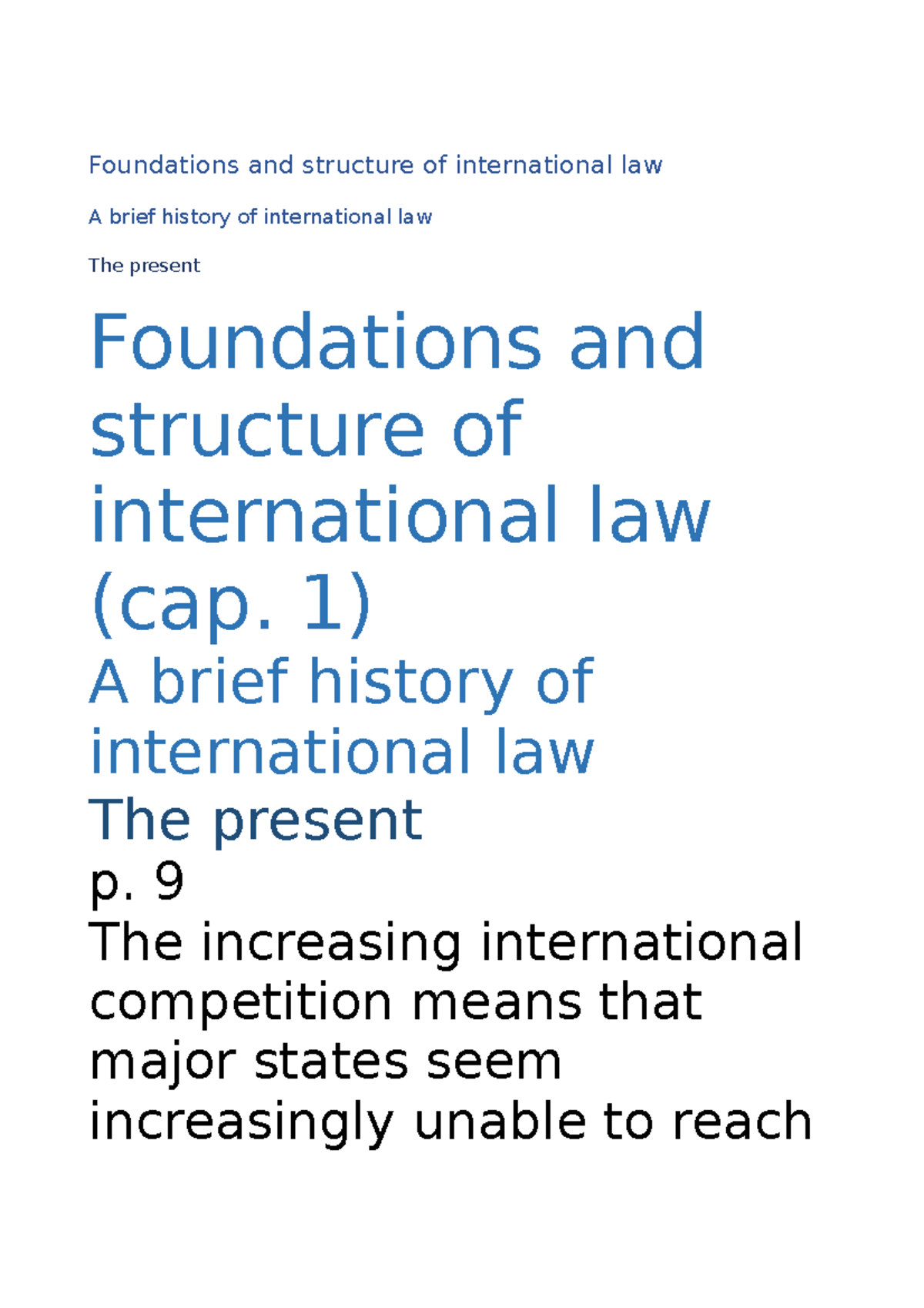 Foundations and structure of international law - 1) A brief history of ...